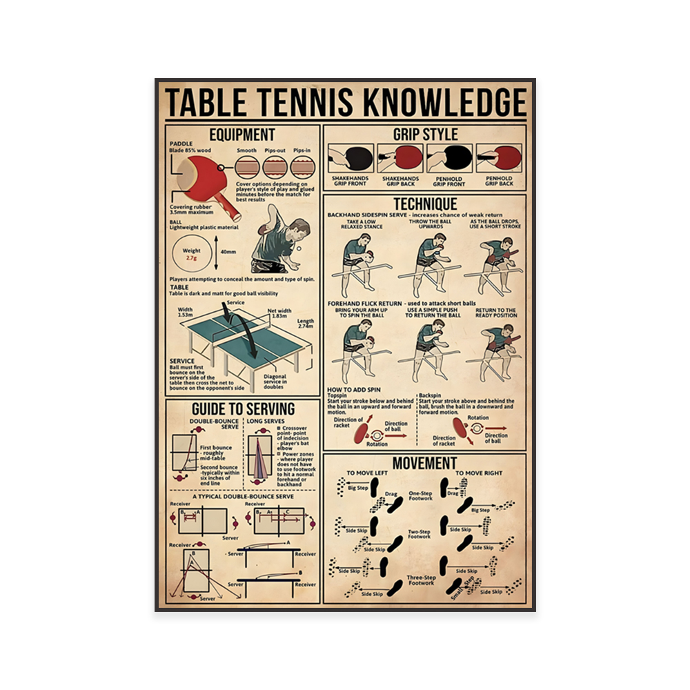 Table tennis knowledge poster, - Table Tennis Knowledge Poster recensione e prezzo